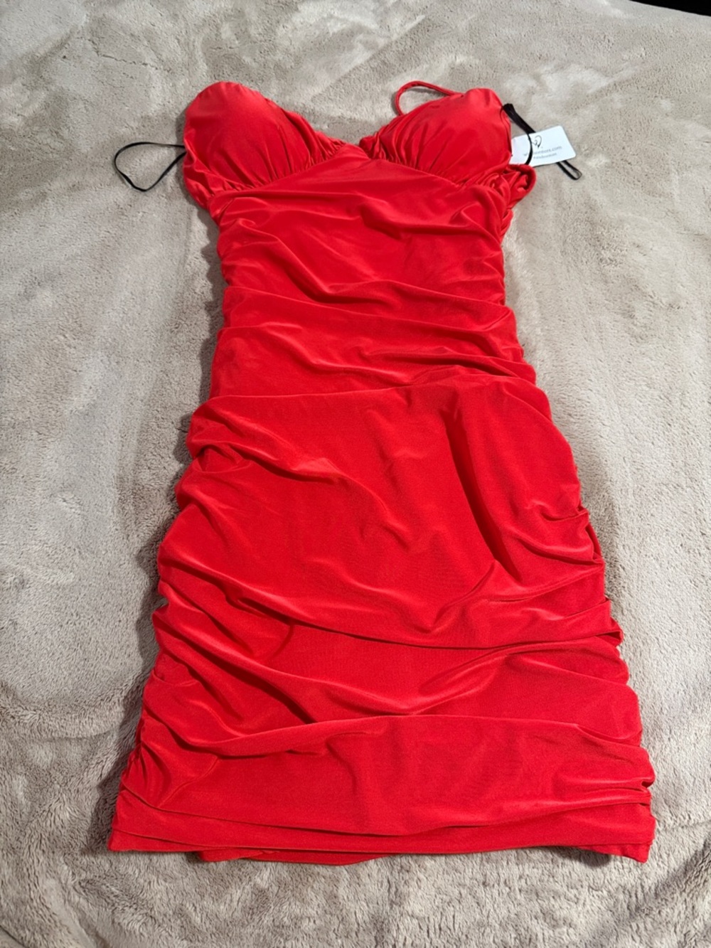Red Ruched Bodycon Dress - Women